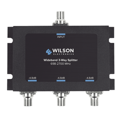 Divisor de potencia de 3 vías para la distribución de señal a tres antenas de servicio | 4.8 dB de pérdida por puerto | Conectores F hembra