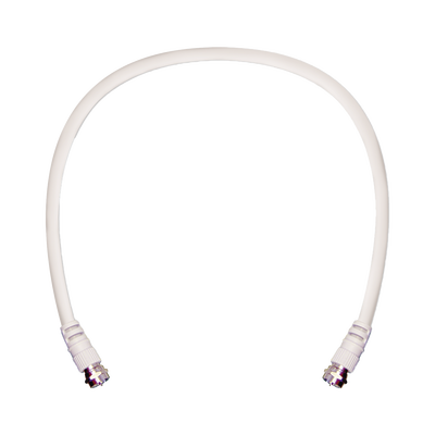 Jumper Coaxial con Cable Tipo RG-6 en Color Blanco de 60.96 centímetros de Longitud y Conectores F Macho en Ambos Extremos. 75 Ohm de Impedancia.