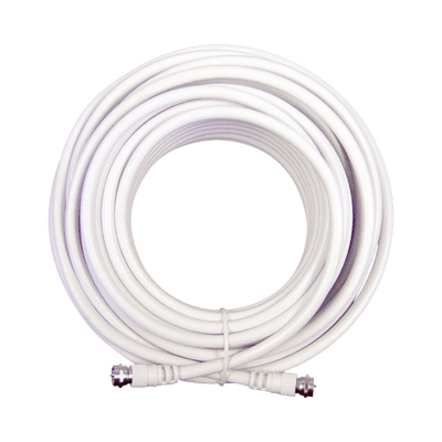 Jumper Coaxial con Cable Tipo RG-6 en Color Blanco de 6.09 Metros de Longitud y Conectores F Macho en Ambos Extremos. 75 Ohm de Impedancia.