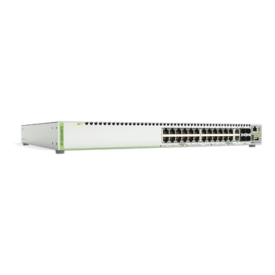 Switch PoE+ Stackeable Capa 3, 24 puertos 10/100/1000 Mbps + 2 puertos SFP Combo + 2 puertos SFP+ 10 G Stacking, 370 W