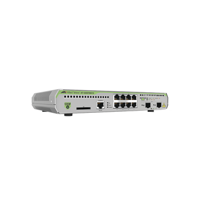 Switch Administrable CentreCOM GS970M, Capa 3 de 8 Puertos 10/100/1000 Mbps + 2 puertos SFP Gigabit