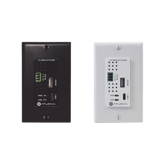 OMEGA SINGLE GANG WALL PLATE WITH USB-C INPUT AND USB DATA SUPPORT