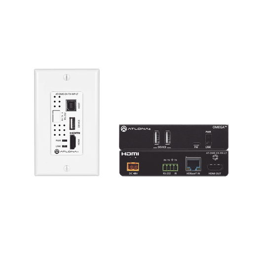 OMEGA 4K/UHD HDMI OVER HDBASET TX WALLPLATE/RX WITH USB ;  CONTROL AND POE ;  70 MET