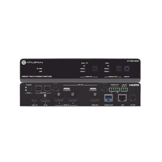 OMEGA 4X2 4K/UHD MULTIFORMAT MATRIX SWITCHER ;  WITH HDMI ;  USB-C ;  DISPLAY PORT ;  AN