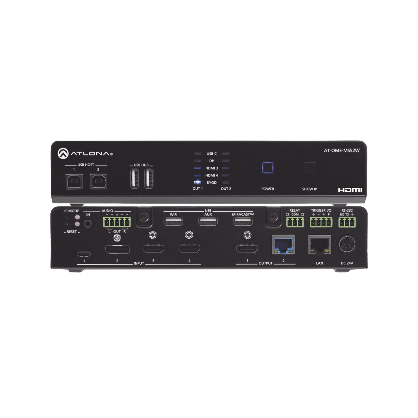 OMEGA 5X2 4K/UHD MULTIFORMAT MATRIX SWITCHER ;  WITH WIRELESS CASTING  ; HDMI ;  USB-C