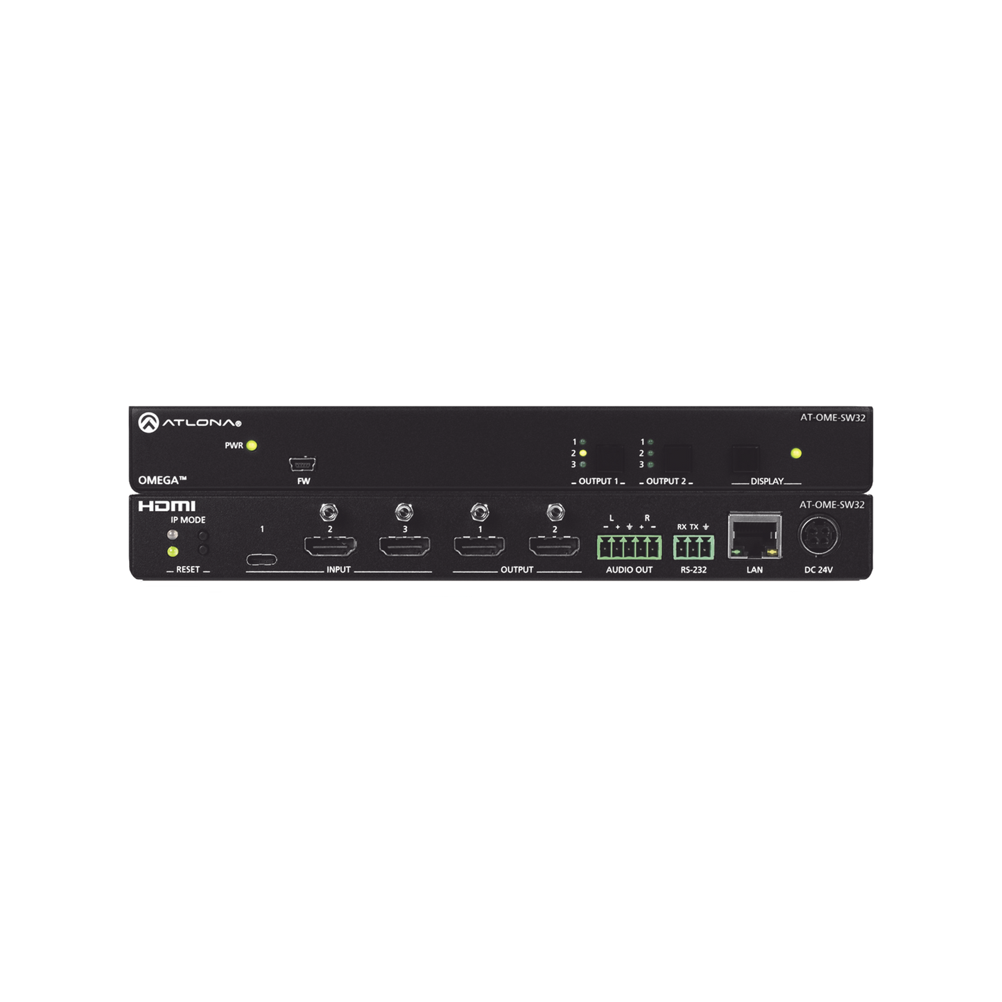 OMEGA MATRIX SWITCHER WITH 2X HDMI AND 1X USB-C AND 2X HDMI OUTPUTS.