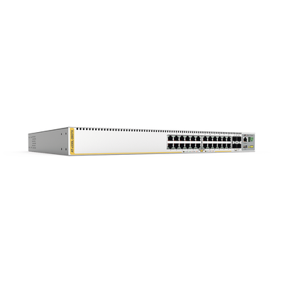 Switch inteligente de distribución o core, Stackeable, Capa 3, 24 x 1000 Mbps + 4 x SFP+ 10 G, Doble fuente de alimentación redundante