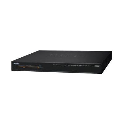 Switch AV Administrable, 8 Puertos PoE Gigabit 802.3bt, 16 Puertos PoE Gigabit 802.3at, 4 Puertos SFP 10 G, Hasta 450 W de Potencia