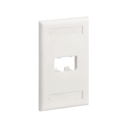 Placa de Pared Vertical Clásica, Salida Para 2 Puertos Mini-Com, Con Espacios Para Etiquetas, Color Blanco Mate