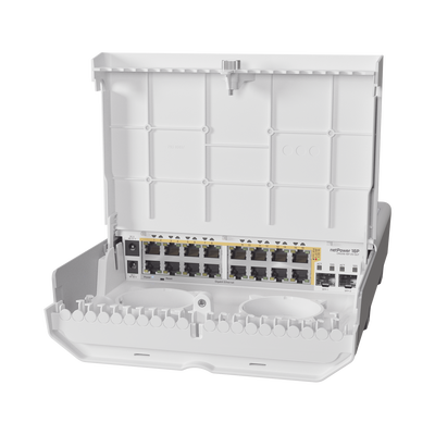 (netPower 16P) Switch administrable Sistema Operativo Dual, 16 puertos c/PoE, 2 puertos 10G SFP+ para Exterior