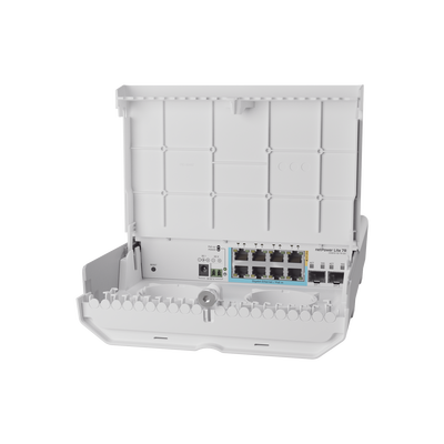 (CSS610-1Gi-7R-2S+OUT) netPower Lite 7R Switch Smart 7 puertos PoE Inverso Gigabit, 2 SFP+ 10G, para exterior 