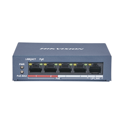 Switch PoE+ / No Administrable / 4 Puertos 10/100 Mbps PoE+ (hasta 250 m) + 1 Puerto 10/100 Mbps Uplink /  35W