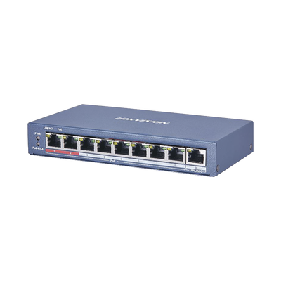 Switch PoE+ No Administrable / Hasta 250 m PoE Larga Distancia / 8 puertos 802.3af/at (30W) 10/100 Mbps + 1 puerto 10/100 Uplink