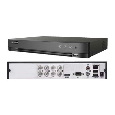 DVR 1080P Lite Pentahibrido / 8 Canales TURBOHD + 2 Canales IP / H.264+ / 1 Bahía de Disco Duro / Audio por Coaxitron