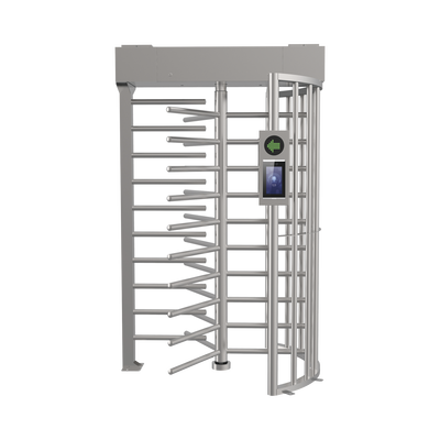 Torniquete SENCILLO (1 Carril) de Cuerpo Completo / Bidireccionable / Acero Inoxidable SUS304 / 30 Personas por Minuto / Interior y Exterior / Compatible con Reconocimiento Facial (Terminal no Incluida)