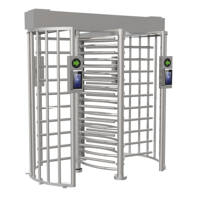 Torniquete DOBLE (2 Carriles) de Cuerpo Completo / Bidireccionable / Acero Inoxidable SUS304 / 30 Personas por Minuto / Interior y Exterior / Compatible con Reconocimiento Facial (Terminal no Incluida)