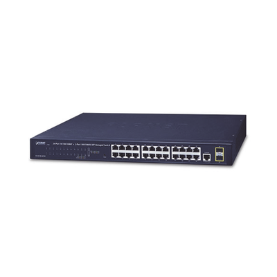 Switch Administrable Capa 2 de 24 Puertos Gigabit 10/100/1000T, 2 Puertos SFP 100/1000X , Cuenta con una Interfaz de Consola 