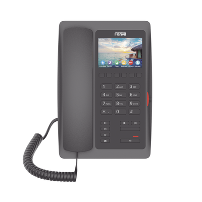 (H5W Color Negro)Teléfono IP WiFi para Hotelería, profesional de gama alta con pantalla LCD de 3.5 pulgadas a color, 6 teclas programables para servicio rápido (Hotline) PoE 