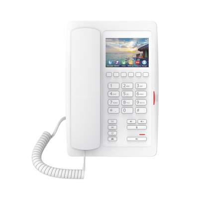 (H5W Color Blanco)Teléfono IP WiFi para Hotelería, profesional de gama alta con pantalla LCD de 3.5 pulgadas a color, 6 teclas programables para servicio rápido (Hotline) PoE