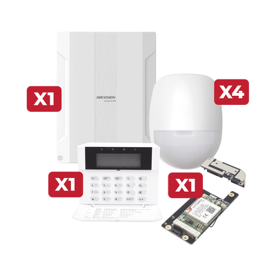 Kit de Alarma Ax Hybrid Pro de 48 zonas/ Incluye Panel / Comunicador 3G/4G / Teclado Programador y  4 Detector PIR