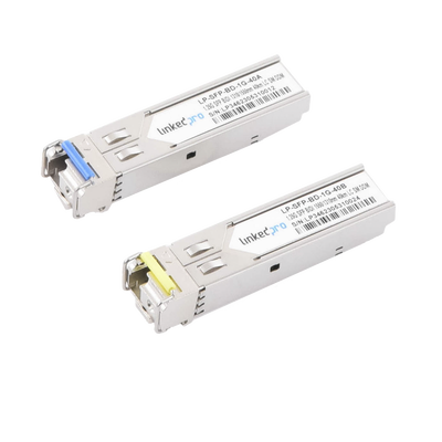 Transceptores Bidireccionales SFP (Mini-Gbic) / Monomodo / 1.25 Gbps de velocidad / Conector LC / Hasta 40 km de Distancia / 2 Piezas