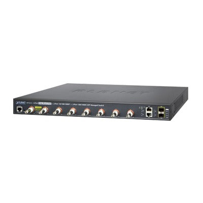 Switch PoE sobre coaxial administrable de 8 puertos + 2 puertos 10/100/1000 + 2 puertos 100/1000 SFP