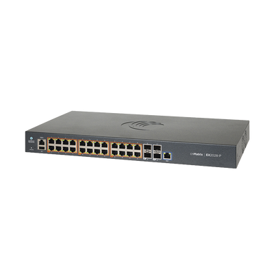 Switch cnMatrix EX2028-P capa 3 de 28 puertos (24 PoE Gigabit 802.3af/at, 4 SFP+) administración desde la Nube (MX-EX2028PxB-U)