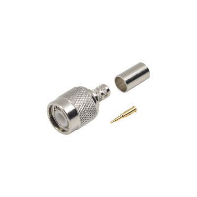 Conector TNC Macho de Anillo Plegable para Cables LMR-240, RG-8/X, 9258, Niquel/Oro/Delrin.