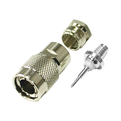 Conector TNC Macho de Rosca para Cable RG-59/U, Grupo D, Níquel/ Plata/ Teflón.