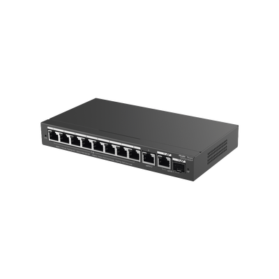 Switch Administrable PoE con 8 Puertos Gigabit PoE 802.3af/at + 1 Puerto Uplink Gigabit + 1 Puerto Combo SFP/RJ45 Gigabit, Gestión Gratuita desde la Nube, 120W