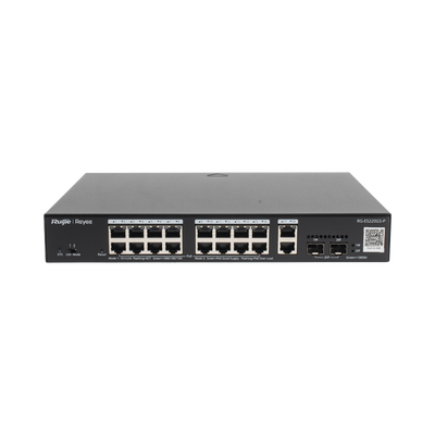 Switch PoE L2 Administrable en la Nube de 20 Puertos Gigabit, 16 PoE+, 2 Puertos RJ45 Gigabit, 2 Puertos SFP, 250W, Reconocimiento de cámaras IP, valor único para la red CCTV