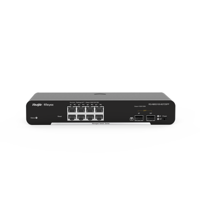 RG-NBS3100-8GT2SFP-P, Switch PoE Administrable en la Nube de Capa 2, 8 Puertos Gigabit PoE+ y 2 Puertos SFP, 125W