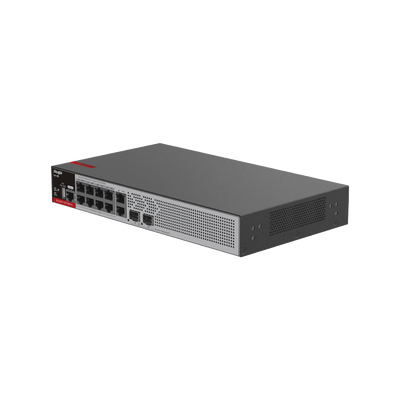 Switch Administrable L2+ con 10 puertos Gigabit (1-8 PoE+), 2 SFP para fibra 1Gb / 2.5 Gb , gestión gratuita desde la nube, 125w