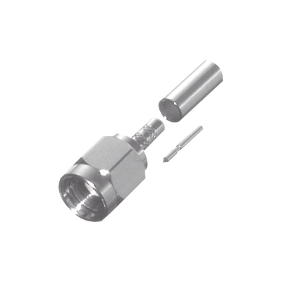 Conector SMA Macho de Anillo Plegable para Cables; RG-58/U Plenum, RG-122, Motorola Blanco, Niquel/Oro/Teflón.