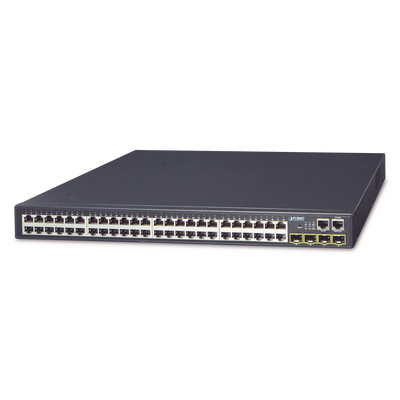 Switch Stack Administrable Capa 3 de 48 puertos 1Gbps + 4 puertos SFP 1Gbps Throughput 77 Mpps