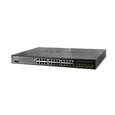 Switch stack Gigabit administrable L2 de 24 puertos 10/100/1000 Mbps con 4 puertos SFP 1000 Mbps