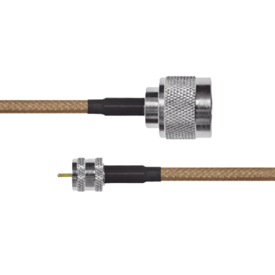 Jumper de Cable Coaxial RG-142/U de 180 cm y Conectores N Macho a Mini-UHF Macho.