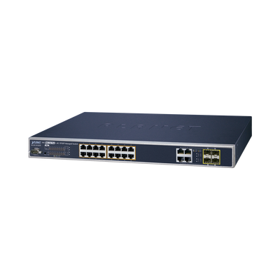 Switch Administrable 16 puertos 10/100/1000Mbps 802.3at PoE + 4 puertos GigabitTP/SFP Combo